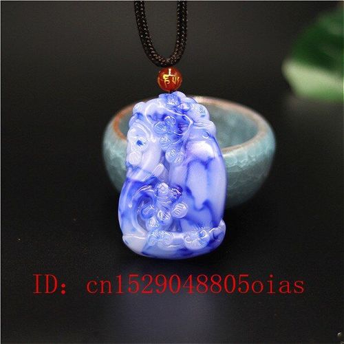Vase En Pierre De Jade Blanche Et Bleue Naturelle, Pendentif, Collier, Bijoux En Jade Chinois, Amulette Sculptée, Cadeaux À La Mode Pour Femmes Et Hommes