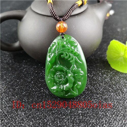 Collier En Jade Rose Hétian Chinois, Pendentif En Fleur Naturelle, Breloque À La Mode, Bijoux Amulette Sculptée, Cadeaux Pour Femmes Et Hommes