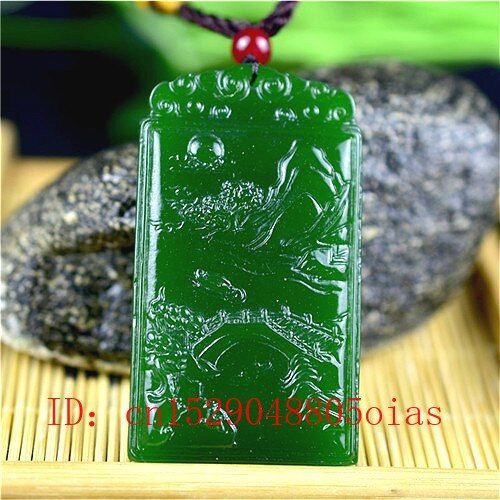 Collier En Jade Vert Naturel, Pendentif De Paysage Chinois, Accessoires De Mode, Bijoux De Charme, Amulette Sculptée, Cadeaux Pour Femmes Et Hommes
