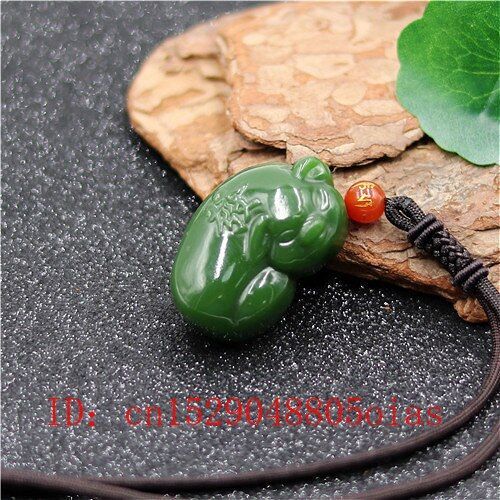 Collier Pendentif Cochon Jade Chinois Vert Naturel, Breloque De Mode, Bijoux Amulette Sculptée, Cadeaux Pour Femmes Et Hommes