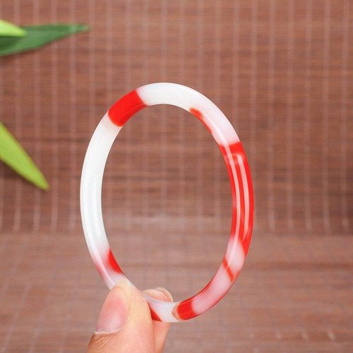 Bracelet En Jade Naturel Rouge Blanc, Véritable Bijou À Breloques Fines Sculptées À La Main, Accessoires De Mode, Amulette, Cadeaux Pour Hommes Et Femmes
