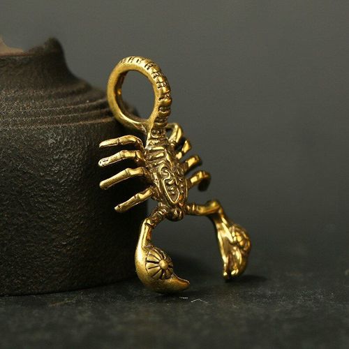 Pendentif Scorpion Clé De Voiture, Bijoux Diy Petits Ornements En Laiton Sculpté À La Main Cadeaux Pour Hommes