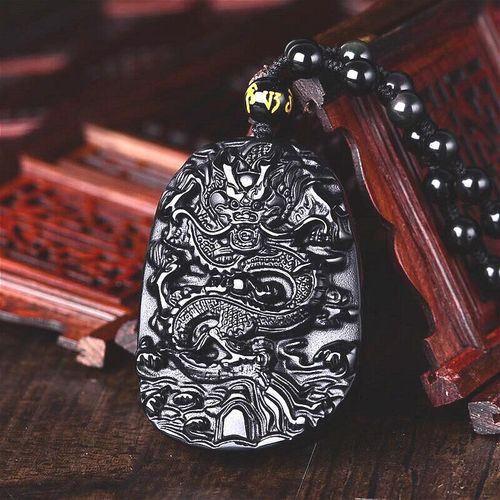 Pendentif Dragon En Obsidienne Noire Naturelle, Collier De Perles, Bijoux À La Mode, Amulette Porte-Bonheur Sculptée À La Main, Cadeaux Pour Femmes Et Hommes