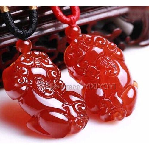 Pendentif Pixiu Porte-Bonheur + Collier En Agate Rouge Naturelle, Bijou Fin Et Charmant, Sculpté À La Main, En Jade, Bijou Chinois
