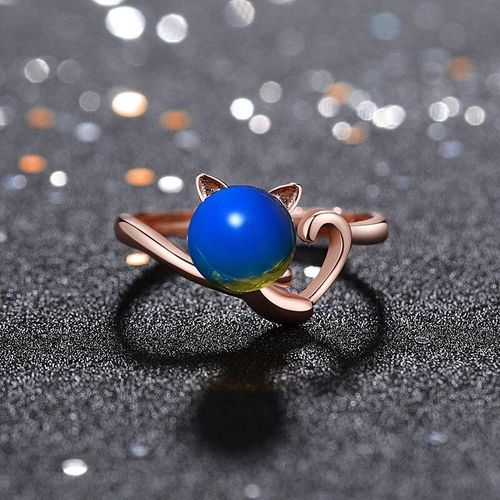 Bague En Perles D'ambre Bleue, Pierre Précieuse, Cristal Naturel, Breloque, Cadeau Pour Femmes, Bijoux En Argent 925, Amulette En Zircon Pour Chat