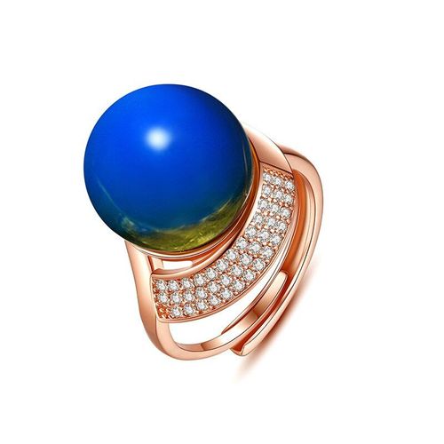 Bague En Perles D'ambre Bleue, Bijoux En Argent 925, Breloque À La Mode, Amulette, Cadeau En Cristal Zircon Pour Femmes, Pierre Naturelle