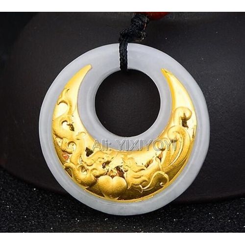 Jade En Jadéite Blanche Naturelle De Qualité A + Pendentif En Or Massif 18k, Amulette Chinoise Porte-Bonheur Avec Dragon Kylin, Collier, Certificat De Bijoux