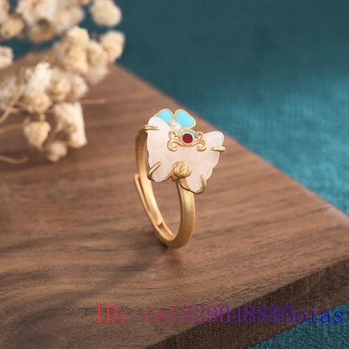 Bague Papillon En Jade Blanc Pour Femmes, Breloque En Argent 925, Pierre Précieuse, Cristal, Calcédoine, Bijoux Pour Hommes, Zircon, Amulette Naturelle, Cadeaux