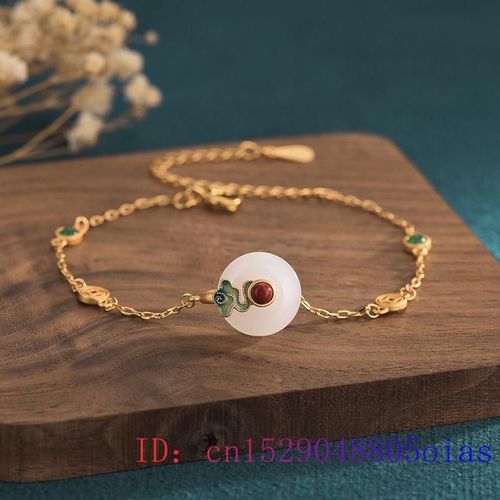 Bracelet En Jade Blanc Pour Femmes, Amulette En Cristal, Calcédoine, Mode, Bijoux En Argent 925, Zircon, Pierres Précieuses, Breloques, Cadeaux Naturels