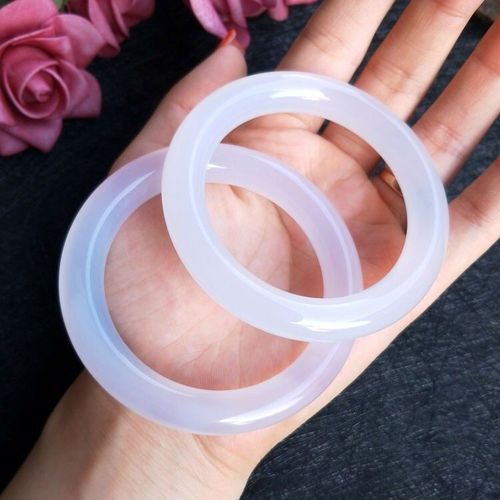 Bracelet En Pierre De Calcédoine Naturelle Pour Femmes, Bijou En Jade Blanc Fait À La Main, Accessoires En Pierre De Jade Chinois