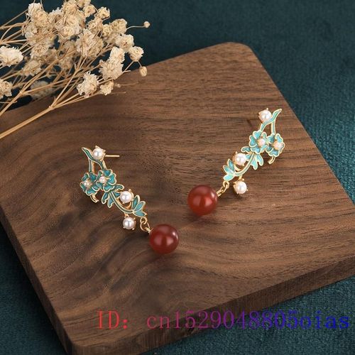 Boucles D'oreilles En Perles De Jade Rouge Pour Femmes, Zircon 925 Argent, Pierres Précieuses Naturelles, Mode, Amulette Calcédoine, Bijoux En Cristal
