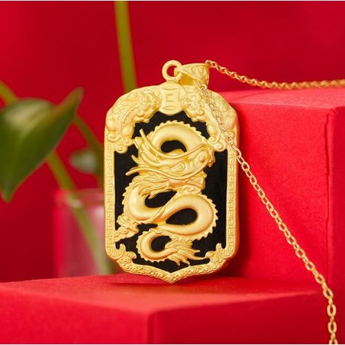 Collier Hetian Jade Naturel Noir Vert + Argent Or 925, Pendentif Amulette Volante Dragon Chinois + Collier Chaîne Certificat Bijoux