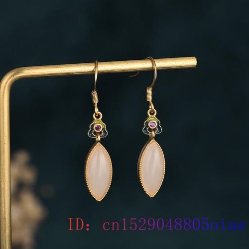 Boucles D'oreilles En Jade Blanc, Goutte D'eau, Breloque, Pierre Précieuse, Cadeaux, Argent 925 Naturel, Zircon, Amulette, Cristal, Calcédoine