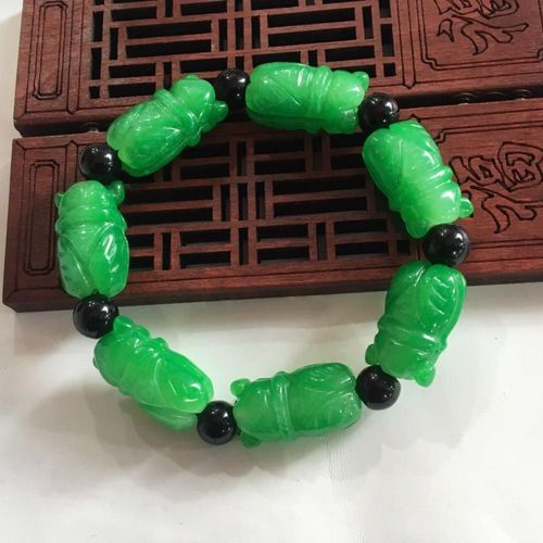 Bracelets En Jade Vert Du Zodiaque Naturel, Perles Sculptées À La Main, En Jade, Cigale, Pour Femmes Et Hommes, En Jade Émeraude, Certificat