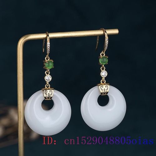Boucles D'oreilles En Forme De Beignet, En Jade Blanc, Calcédoine, Mode Pour Femmes, Breloque En Cristal Naturel 925, Amulette En Argent, Agate, Bijoux Cadeaux En Pierres Précieuses