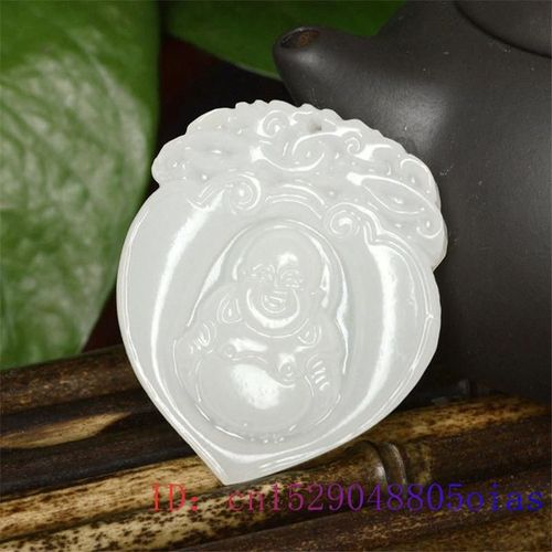 Pendentif En Jade Maitreya Blanc, Amulette Naturelle Sculptée, Bijoux, Cadeaux Chinois, Collier, Breloque Bouddha, Mode Pour Hommes