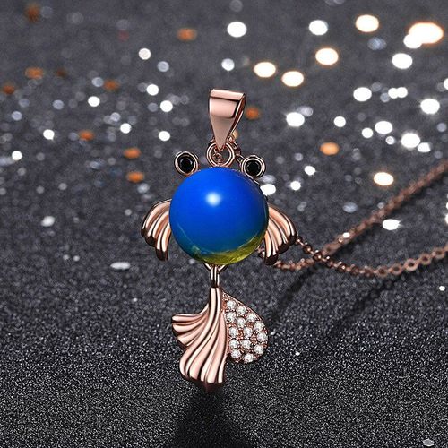 Pendentif Poisson Rouge Ambre Bleu Zircon Pour Femmes, Collier Breloque En Cristal De Pierre Précieuse, Bijoux Amulette En Renard 925 Argent Naturel, Cadeaux Chinois