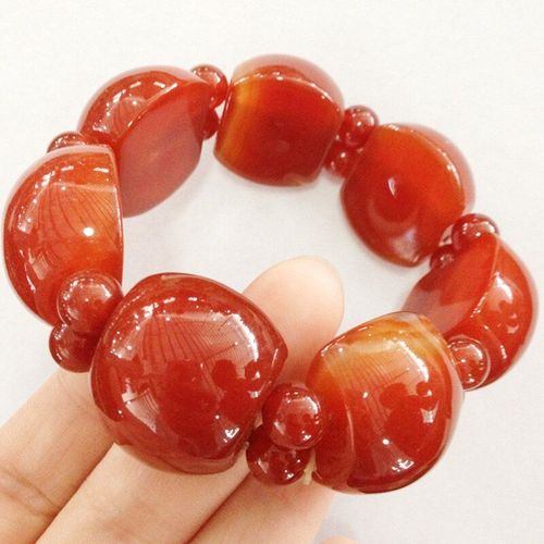 Bracelet En Agate Rouge Naturelle Pour Hommes Et Femmes, Bijoux En Pierre Précieuse De Guérison, Perles Cornaline, Élastique, Amulette Porte-Bonheur