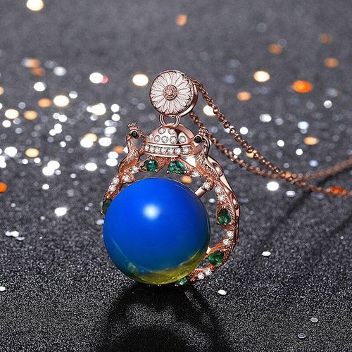 Collier Avec Pendentif Amulette En Ambre Bleu Pour Femmes, Breloque En Cristal, Pierre Naturelle, À La Mode, Bijoux En Argent 925, Cadeaux En Zircon Chinois