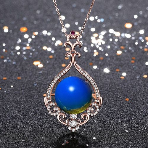 Pendentif Bleu Ambre En Cristal De Renard, Amulette, Bijoux En Pierre Précieuse, Collier En Argent 925 Zircon Naturel, Mode Chinoise Pour Femmes