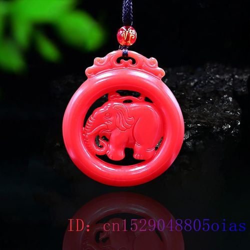 Pendentif Éléphant En Jade Rouge, Collier Naturel Sculpté À La Mode Chinoise, Bijoux Double Face, Amulette En Pierre Précieuse, Cadeaux