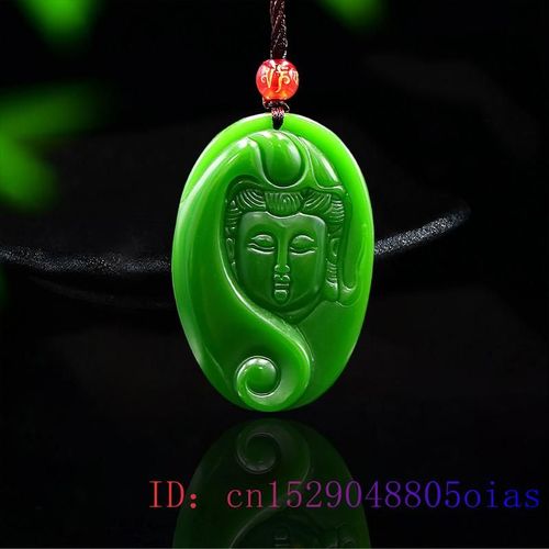 Pendentif En Jade Guanyin Vert Pour Femmes Et Hommes, Amulette En Jade Naturel, Collier Sculpté Chinois, Cadeaux, Bijoux, Breloque