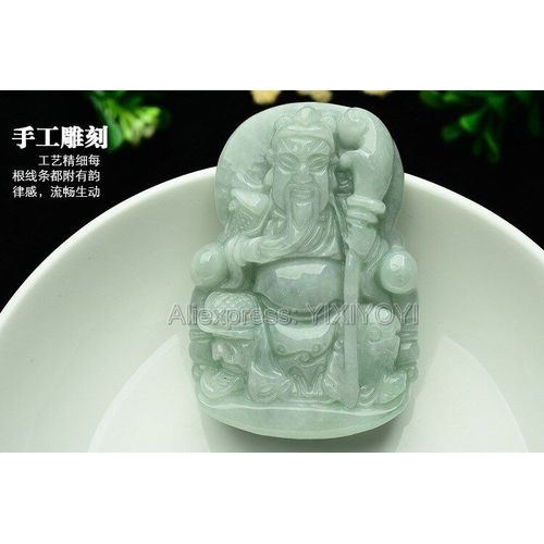 Beau Pendentif Porte-Bonheur En Jadéite Verte Naturelle De Grade A Sculptée À La Main + Collier Gratuit Avec Certificat, Bijoux Fins