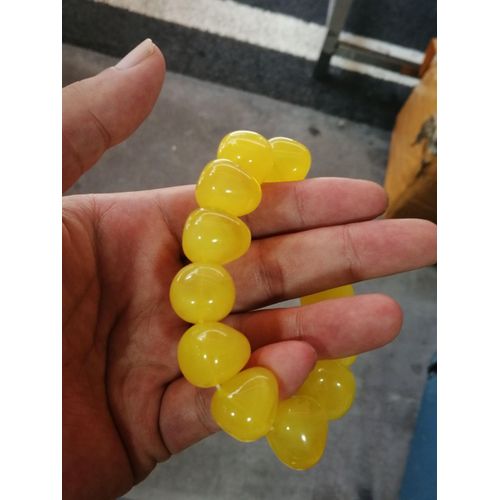 Bracelet Élastique En Ambre Naturel De La Baltique Pour Hommes Et Femmes, Perles Triangulaires En Cire De Miel Jaune, Bijoux Fins Perlés