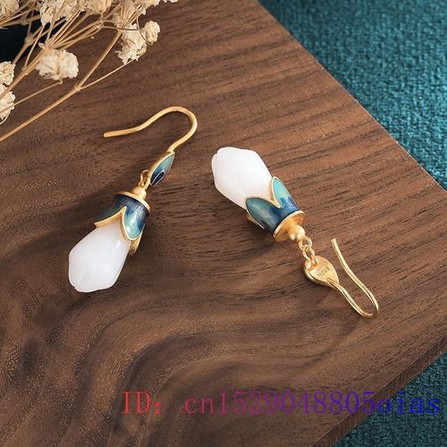 Pendentif Fleur De Jade En Zircon Blanc, Argent 925, Pierre Précieuse, Calcédoine, Collier À Breloque Chinoise, Amulette En Cristal, Cadeau Pour Femmes
