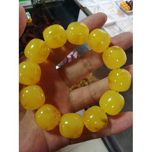 Bracelet Élastique En Ambre Naturel De La Baltique Pour Hommes Et Femmes, Perles D'ambre En Cire De Miel Jaune, Bijoux Fins, Bracelets Amulette