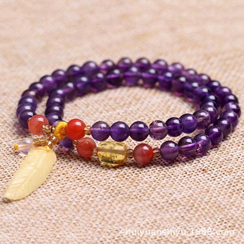Bracelet En Améthyste Naturelle Pour Femmes, Perles En Cristal Bleu Véritable, Élastique, Pierres Précieuses, Cristaux Roses, Bijoux Fins