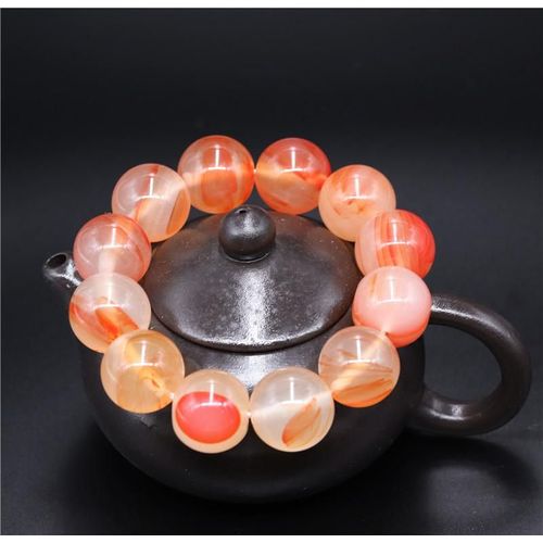 Bracelet En Agate De Jade Rouge Naturelle, Perles De 20mm, Bracelet Élastique, Breloque, Bijoux, Accessoires De Mode, Sculpté À La Main, Amulette Porte-Bonheur, Cadeau Pour Femme