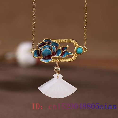 Pendentif Lotus Jade Blanc En Cristal 925 Argent, Breloque, Cadeaux Naturels, Collier Calcédoine, Amulette Chinoise Pour Femmes, Bijoux À La Mode En Zircon