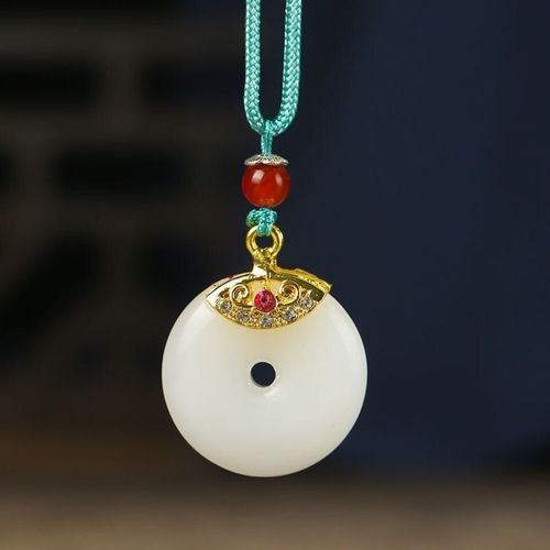 Pendentif En Jade Et Beignet Pour Femmes, Amulette Calcédoine, Collier En Zircon, Cristal Naturel, Bijoux Chinois, Cadeau, Argent 925