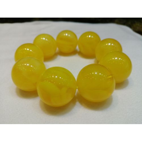 Bracelet En Perles Naturelles D'ambre De La Baltique Pour Hommes, 30mm, Élastique, Grande Taille, Cire De Miel, Jaune, Ginseng