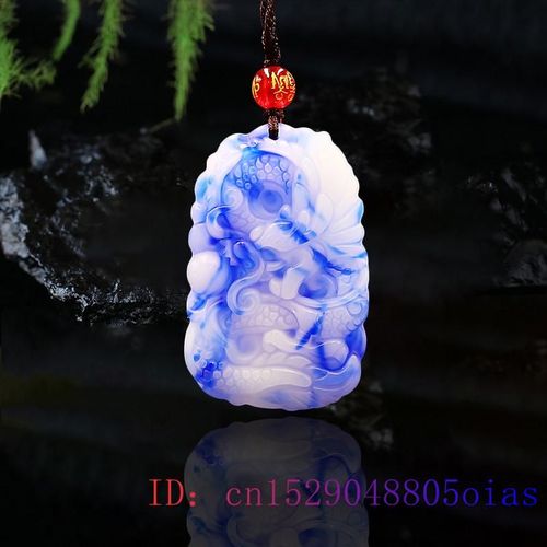 Pendentif Dragon En Jade, Amulette Naturelle, Breloque, Collier À La Mode, Pierre Précieuse Bleue, Jadéite Chinoise Sculptée, Bijoux Blancs, Cadeaux