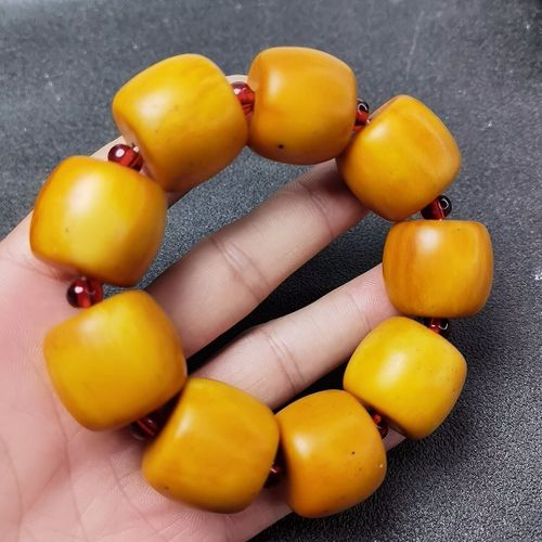 Bracelet Élastique En Ambre De La Baltique Pour Hommes, Bijoux En Cire D'abeille, Perlée, Grande Taille, Cadeaux