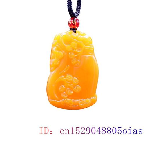 Pendentif De Vase En Jade Jaune Pour Hommes Et Femmes, Amulette, Bijoux Porte-Bonheur, Collier Chinois Sculpté