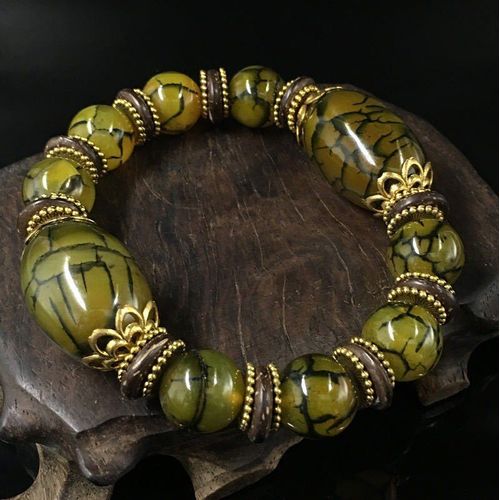 Bracelet En Jade Naturel Pour Hommes, Perles Rondes En Agate Véritable, Élastique, Bijoux Fins