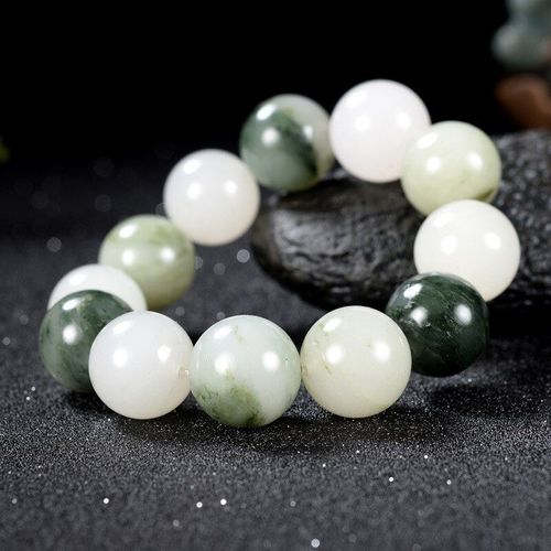 Bracelet En Jade Naturel Véritable Pour Hommes, 18mm, Perles En Pierre De Jades Élastique, Grands Bracelets Pour Hommes, Accessoires Bijoux