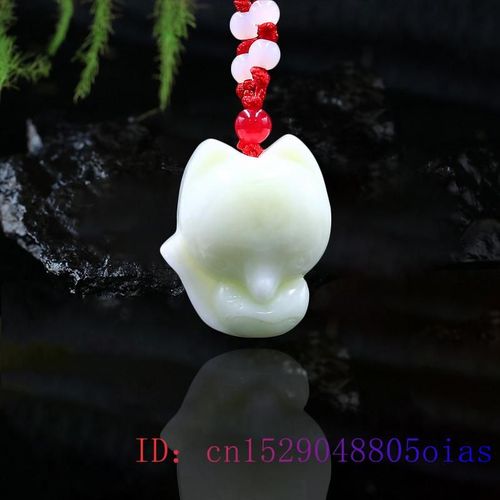 Pendentif En Renard Jade Pour Femmes, Collier Blanc Sculpté, Naturel, Mode Chinoise, Amulette, Pierre Précieuse, Accessoires, Cadeaux, Bijoux De Charme