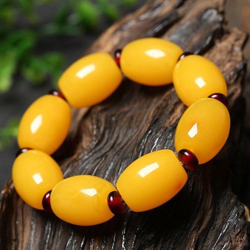 Bracelet Élastique En Ambre De La Baltique Naturel, Bijoux Pour Hommes Et Femmes, Perles En Cire D'abeille Jaune, Amulette