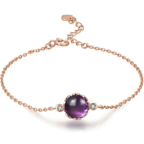 Bracelets En Cristal Améthyste Pour Femmes Et Filles, Chaîne De Pierres Précieuses En Zircon, Couleur Or Rose S925, Bijoux Cadeau À La Mode