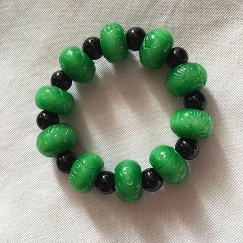 Bracelets En Jade Vert Du Zodiaque, Perles Sculptées À La Main, Jade Naturel, Pour Femmes Et Hommes, Prière, Jade Émeraude