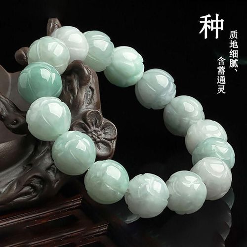 Bracelet En Jade Naturel Émeraude 18mm, Perles De Lotus Réglables, Breloque, Bijoux, Accessoires De Mode, Sculpté À La Main, Amulette Porte-Bonheur Pour Homme