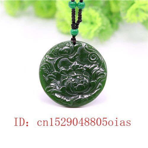 Pendentif En Jade Et Pivoine Chinoise Verte Naturelle, Collier À Fleurs, Breloque, Bijoux, Amulette Sculptée, Accessoires De Mode, Cadeaux Pour Femmes