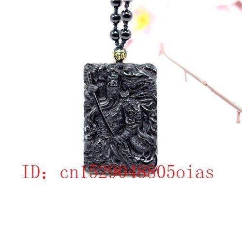 Pendentif En Obsidienne Jade Noir Naturel, Collier De Perles, Bijoux Fins, Amulette Sculptée, Cadeaux De Charme À La Mode Pour Femmes