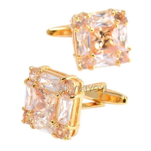 Boutons De Manchette De Luxe En Zircon Doré Pour Hommes, De Haute Qualité, Bouton De Chemise En Métal Pour Hommes D'affaires, Cadeau De Mariage, Bijoux