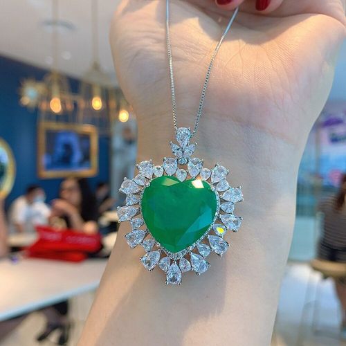 Pendentif En Argent Sterling 925, Paraiba, Tourmaline, Émeraude, Diamant, Collier Pour Femmes, Bijoux Fins De Fête De Mariage, 20x20mm