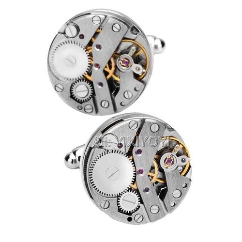 Montre Non Fonctionnelle Pour Hommes, Boutons De Manchette En Acier Inoxydable, Boutons De Manchettes De Styliste